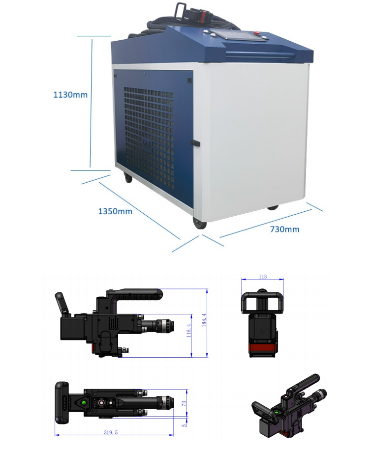 6000W continuous wave laser cleaner size