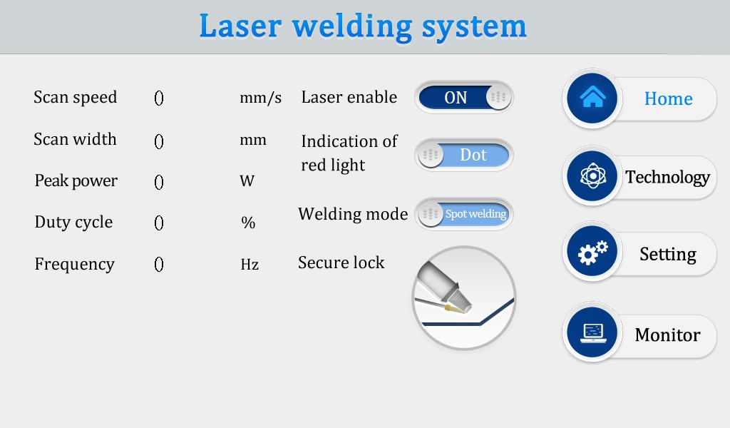 Laser Welding System Interface operation Home page1