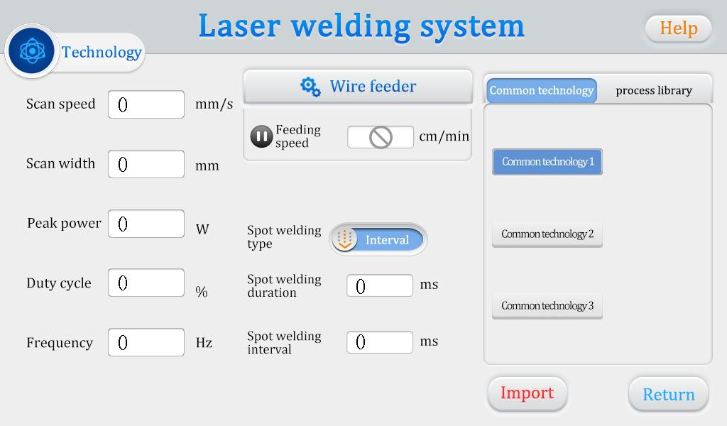 Laser Welding System Interface operation Home page3
