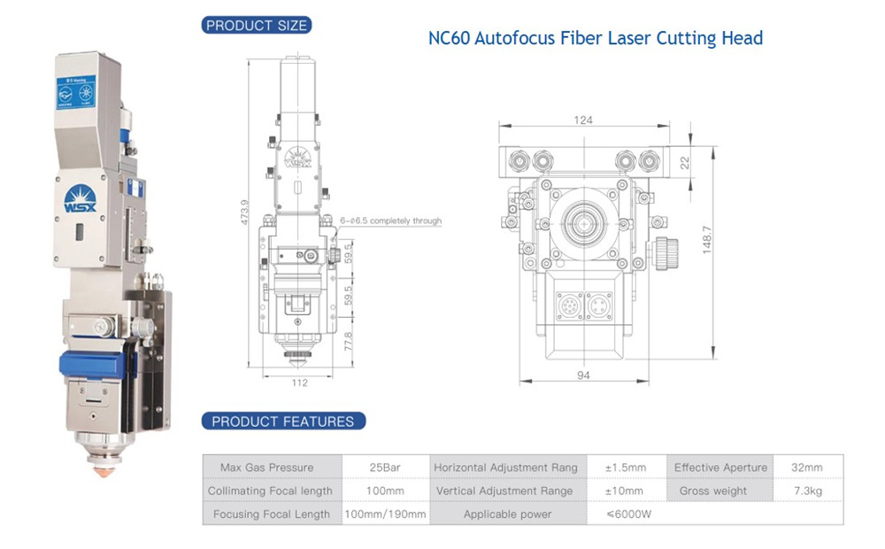 NC60 Autofocus Fiber Laser Cutting Head